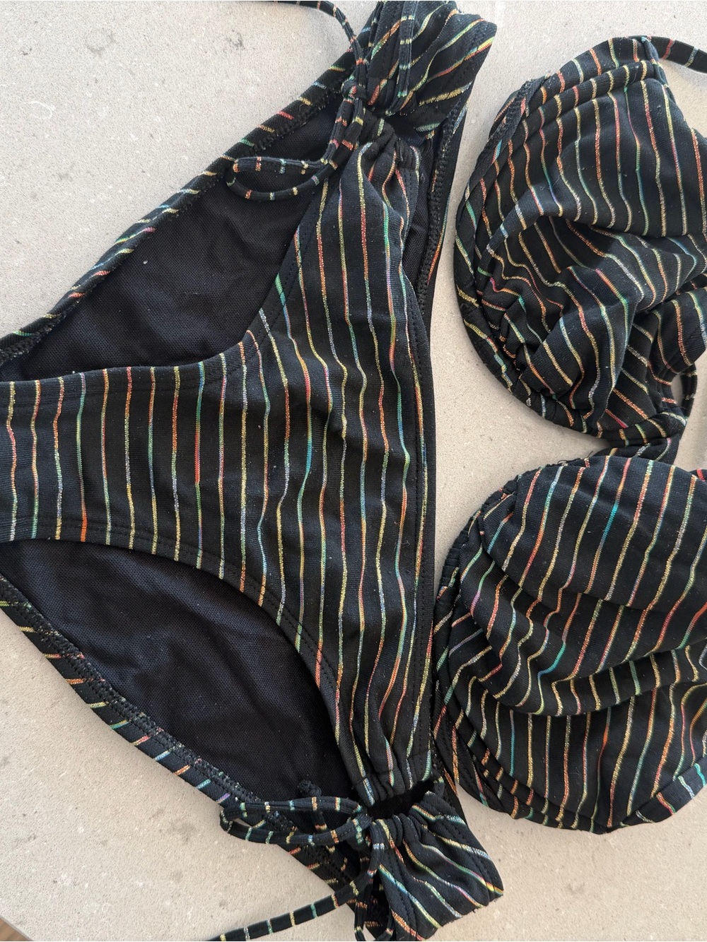 Body Glove Black Bikini with Multicolor Pinstripes